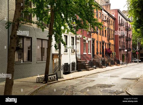 Old Street in Greenwich Village New York. Beautiful facade with an old ...