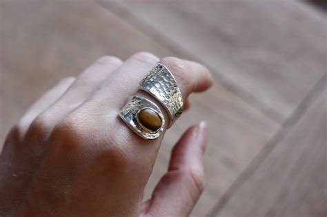 TIGERS EYE RING - Adjustable - 925 Ring - Sterling Silver Ring - Tigers ...