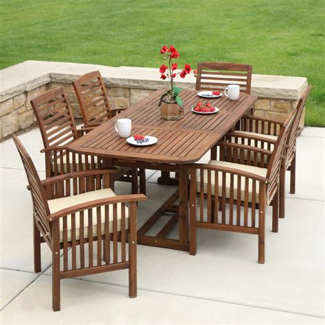 Dark Brown Acacia 7-Piece Dining Set | Patio furniture sets, Outdoor ...