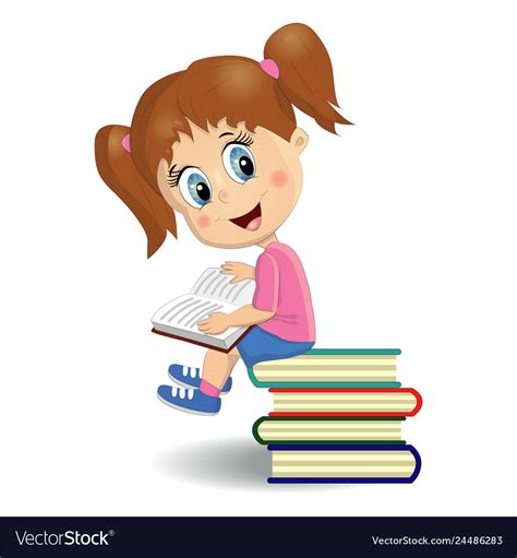 Portrait Of Cute Brunette Girl Reading Book Vector Image | The Best Porn Website