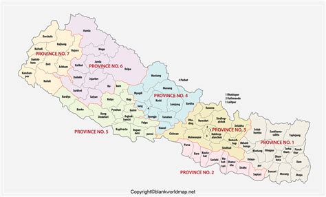 Labeled Map of Nepal with Cities - Blank World Map