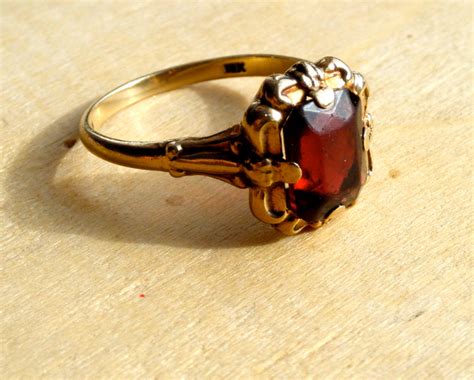 10k Solid Gold GARNET Ring Vintage Victorian wedding by SPRADY