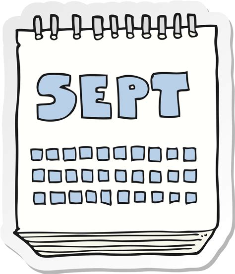 pegatina de un calendario de dibujos animados que muestra el mes de septiembre 10677404 Vector ...