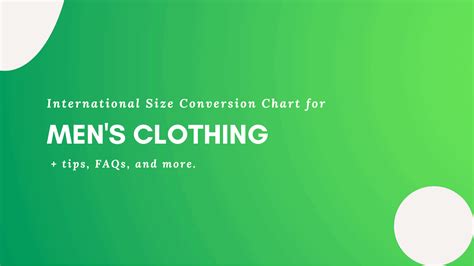 Men's Clothing - International Size Conversion Chart - kiwisizing.com