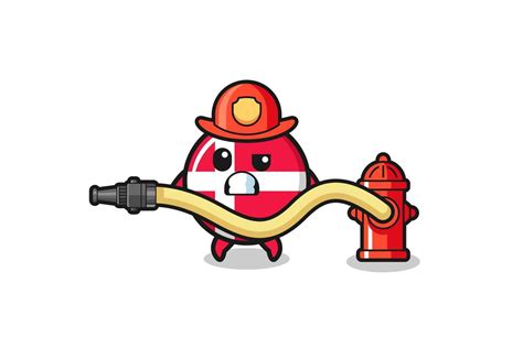 denmark flag cartoon as firefighter mascot with water hose 4643140 ...