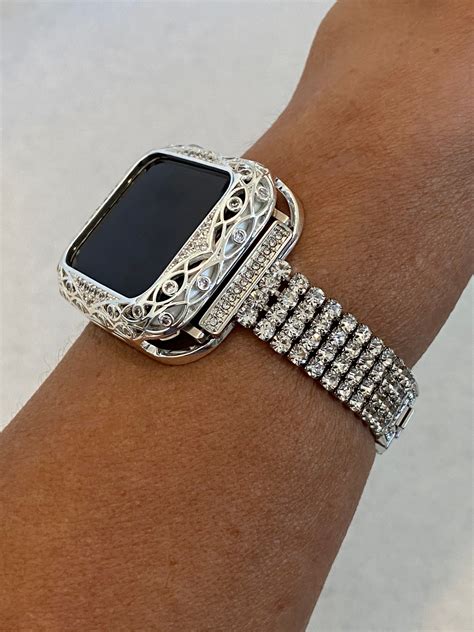 Bling Apple Watch Band Women's Silver 38mm 40mm 42mm 44mm and or CZ ...