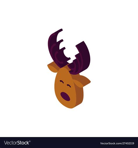 Reindeer head isometric object Royalty Free Vector Image