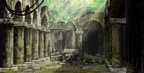 Ancient ruins, Fantasy landscape, Ancient forest