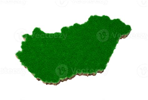Hungary Map soil land geology cross section with green grass and Rock ground texture 3d ...