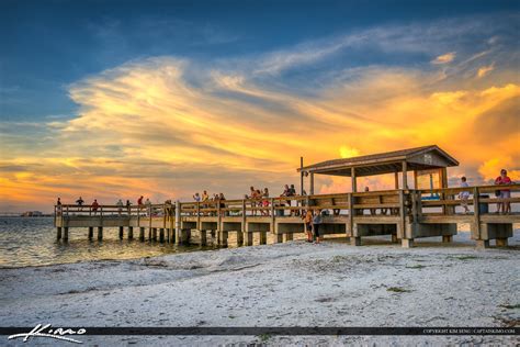 Sanibel Island Pier at Lighthouse Beach Park Watching Sunset | HDR ...