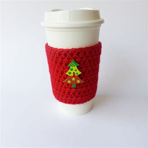 Handmade Coffee Sleeve Red Christmas Tree N2 free image download