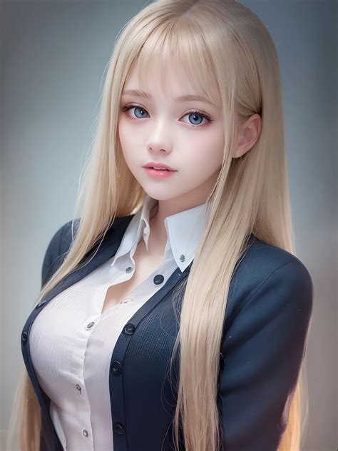 A close up of a woman with long blonde hair wearing a suit - SeaArt AI