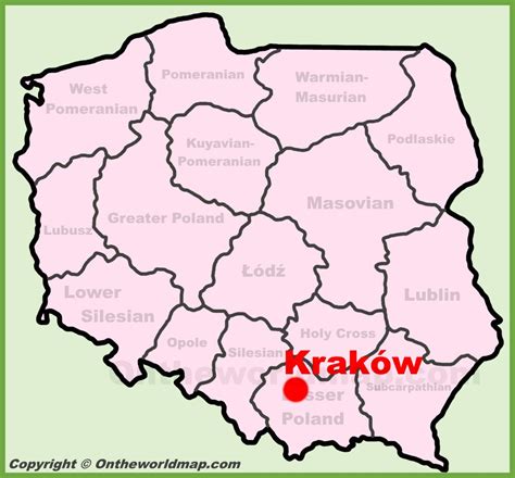 Kraków location on the Poland map - Ontheworldmap.com