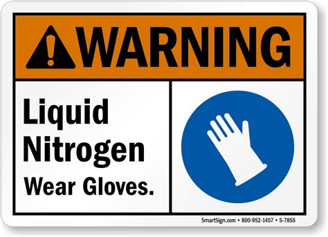 Liquid Nitrogen Wear Gloves ANSI Warning Sign | Made in USA, SKU: S-7855 - MySafetySign.com