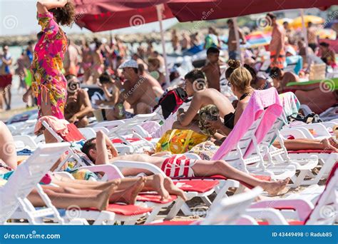 People Getting Sun Tanning on the Black Sea Beach Editorial Stock Photo - Image of female ...