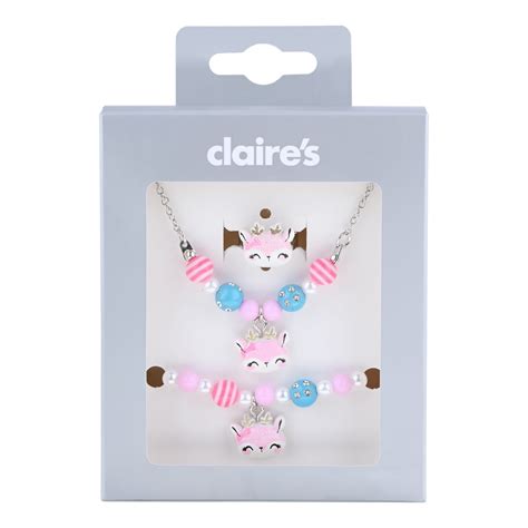 Claire's Girls Pink and Blue Reindeer Matching Mixed Piece Jewelry Set ...