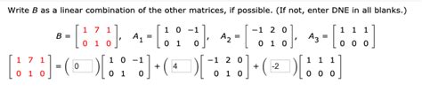 Solved Write B as a linear combination of the other | Chegg.com