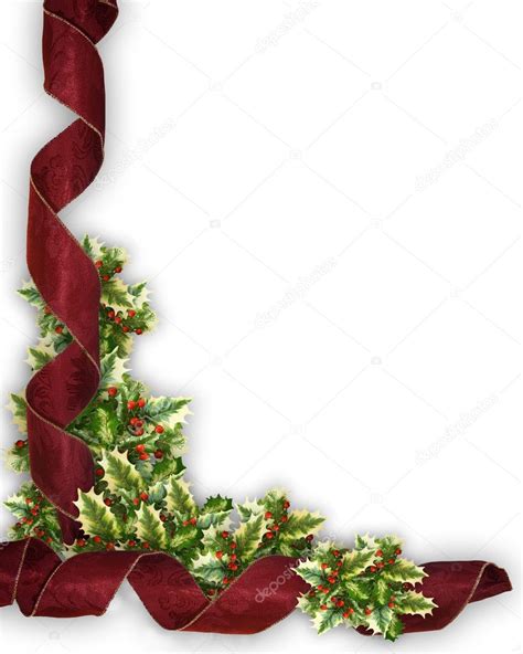 Christmas Border Red ribbon and holly — Stock Photo © Irisangel #2088344