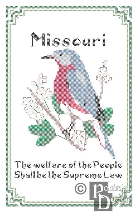 Missouri State Bird, Flower and Motto Cross Stitch Pattern PDF - Etsy