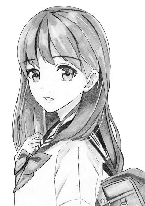 Drawing Anime School Girl With Pencil by DrawingTimeWithMe on DeviantArt