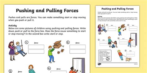 Forces Push Or Pull Worksheet - Science - 3-4 (teacher made)