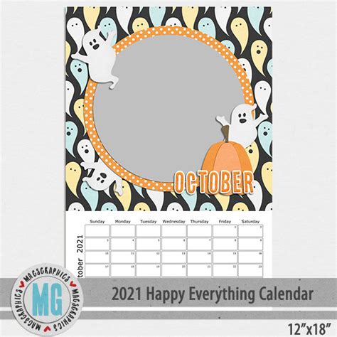 2021 12x18 Happy Everything Calendar Template | Digital Art