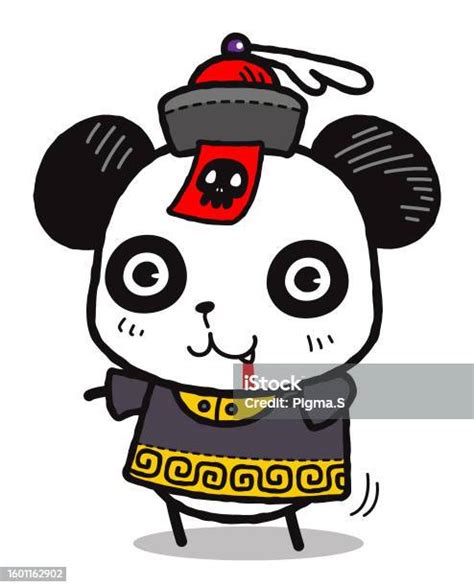 Cute Panda In Chinese Zombie Costume Stock Illustration - Download Image Now - Animal, Animal ...