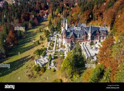 Peles Castle and it's gardens Stock Photo - Alamy