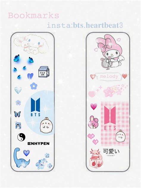 Printable bookmarks 💗💙🤍 korean cute, kawaii, melody, kpop, enhypen, bts | Paper dolls diy ...