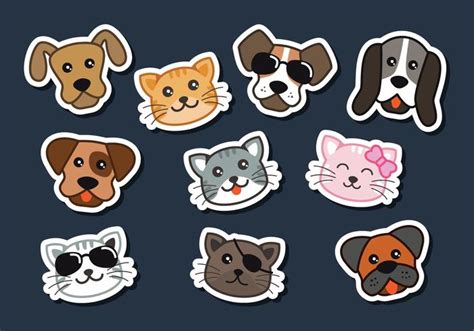 Cat And Dog Stickers 276040 Vector Art at Vecteezy