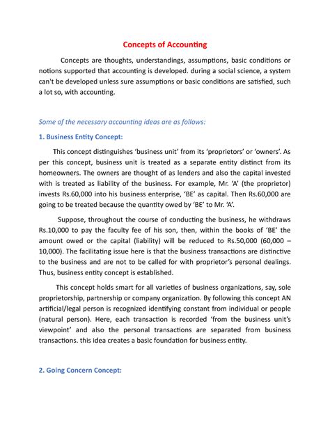 Basic Acc Concepts of Accounting - Concepts of Accounting Concepts are ...