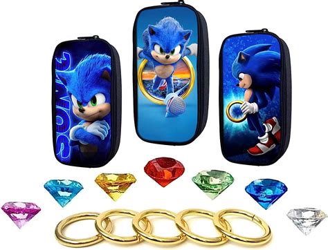 Buy Sonic - Seven Chaos Emeralds Gems and Five Power Rings in a Sonic ...