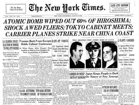 From the Archives: Times Reports Bombing of Hiroshima - The New York Times