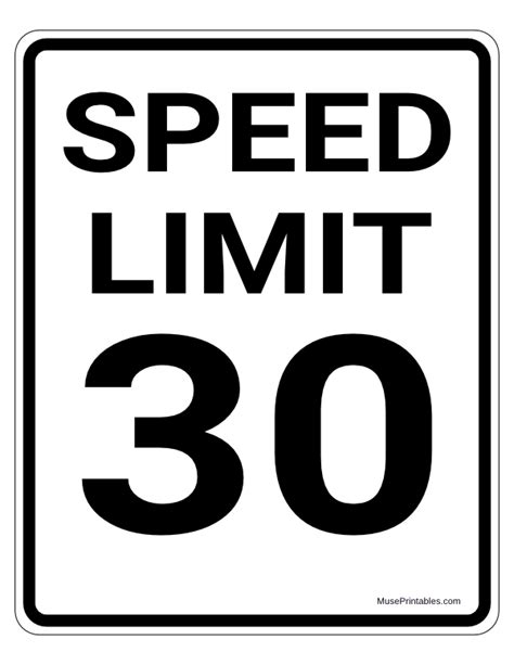 Printable 30 MPH Speed Limit Sign