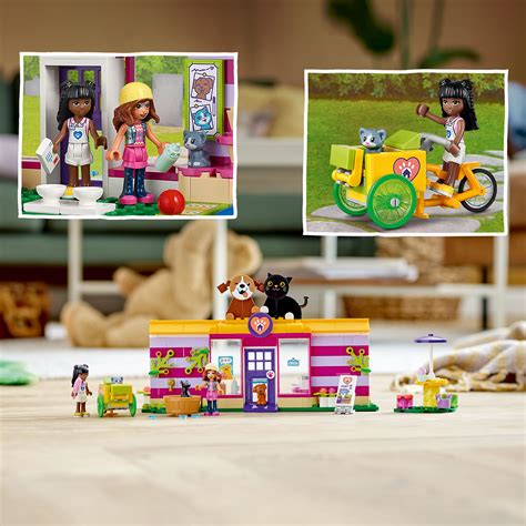 LEGO Friends Pet Adoption Café 41699 - Animal Care Set with Mini-Dolls, Cat & Dog, Toys for Kids ...