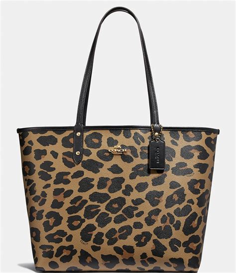 COACH Reversible Leopard Print City Tote Bag | Dillard's | Leopard ...