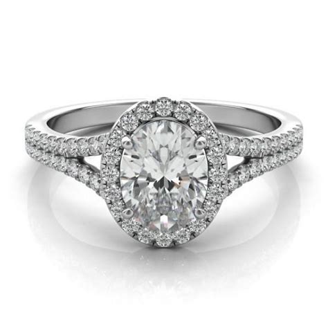 Oval Forever One Moissanite & Diamond Split Shank Ring, Oval Moissanite Engagement Rings ...