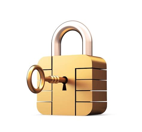 Premium Photo | Credit card security chip as padlock isolated on white