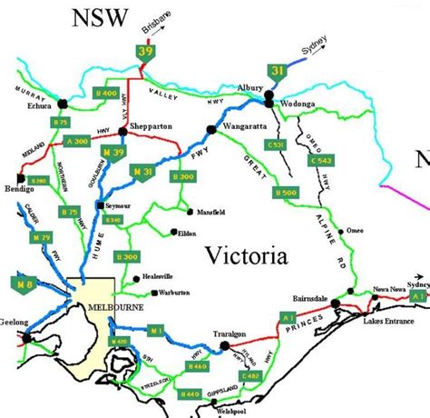 The State of Victoria Australia Road Network Maps