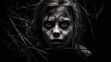 Dark Wallpaper With Scary Girl Background, Creepy Black And White ...