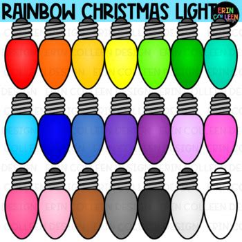 Christmas Light Bulbs Clipart - Rainbow Christmas Clipart | TPT