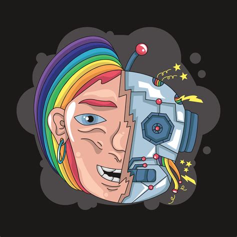 Half robot face and half human robot face 3296850 Vector Art at Vecteezy