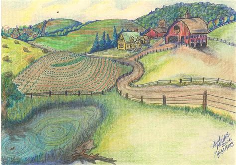 Countryside Homestead Drawing by April Mains