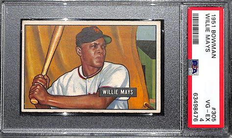 Lot Detail - 1951 Bowman Willie Mays Rookie Card #305 Graded PSA 4