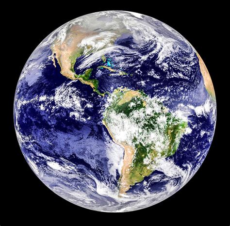 GOES 12 satellite image showing earth on March 25, 2010. Original from ...