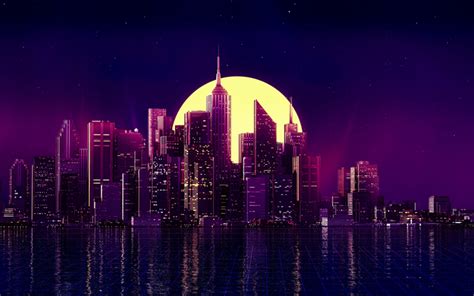 Download wallpapers cityscape, 4k, moon, neon art, buildings, skyscrapers, neon city for desktop ...