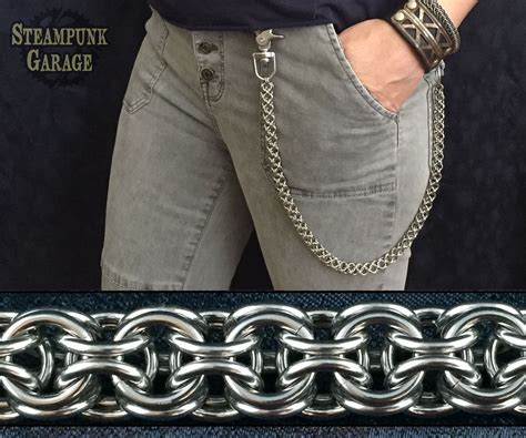 Hand Crafted Wallet Chain - Stainless Steel - Inverted Round by Steampunk Garage | CustomMade.com