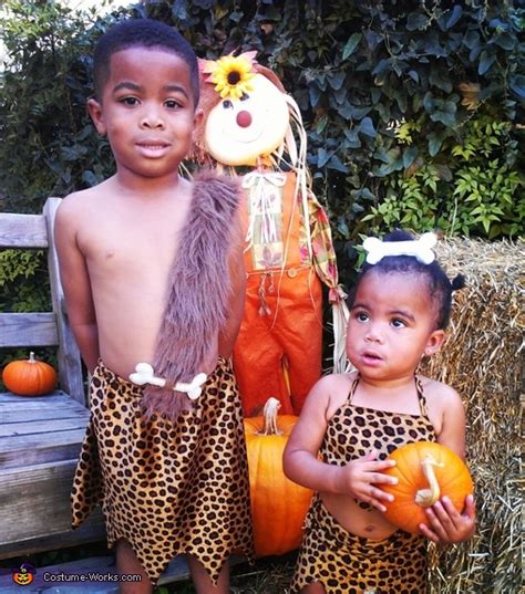 Homemade Pebbles & Bam Bam Costumes for Kids