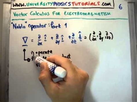 Vector Calculus for Electromagnetism 6 : Nabla Operator 1/2 - YouTube | Vector calculus ...