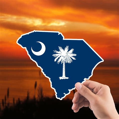 South Carolina Flag State Sticker, South Carolina Flag Sticker, SC Sticker, South Carolina ...